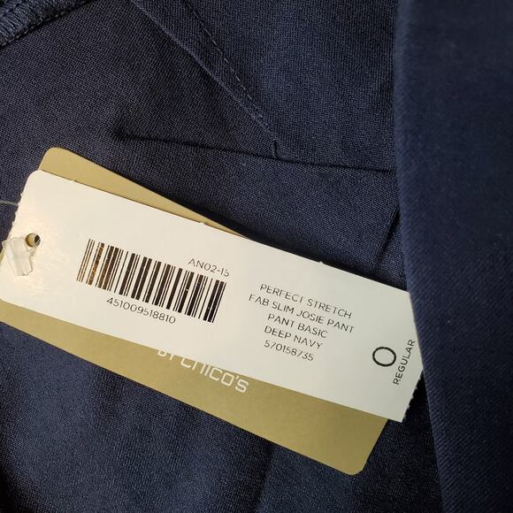 Chico's Women's Size 0 (US-4) NWT Perfect Stretch Josie Pant Navy Blue - Picture 8 of 9